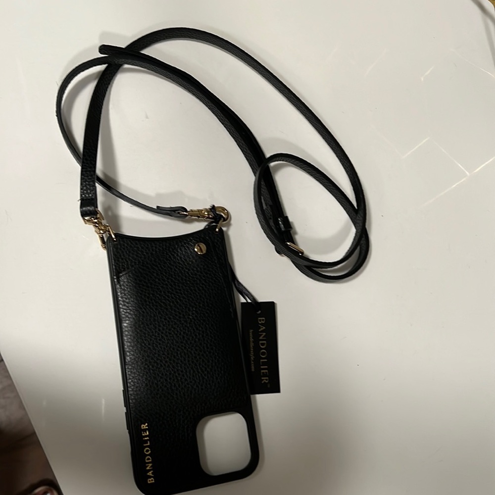 bandolier leather iphone wallet case on strap for iphone 12 pro max